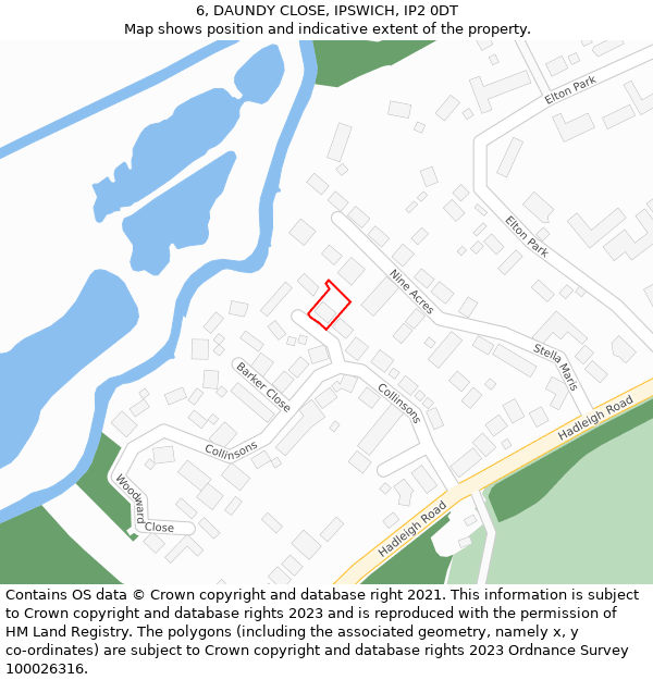 6, DAUNDY CLOSE, IPSWICH, IP2 0DT: Location map and indicative extent of plot