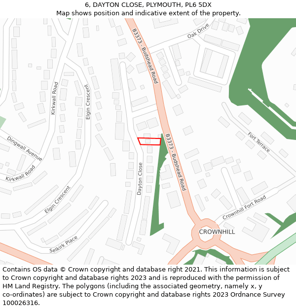 6, DAYTON CLOSE, PLYMOUTH, PL6 5DX: Location map and indicative extent of plot