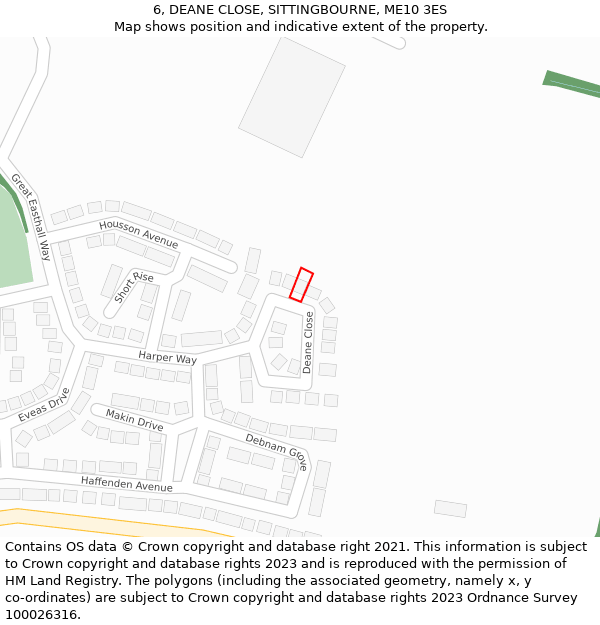 6, DEANE CLOSE, SITTINGBOURNE, ME10 3ES: Location map and indicative extent of plot