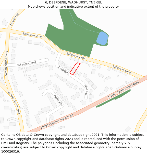 6, DEEPDENE, WADHURST, TN5 6EL: Location map and indicative extent of plot