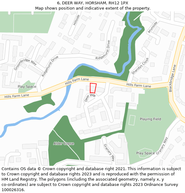 6, DEER WAY, HORSHAM, RH12 1PX: Location map and indicative extent of plot