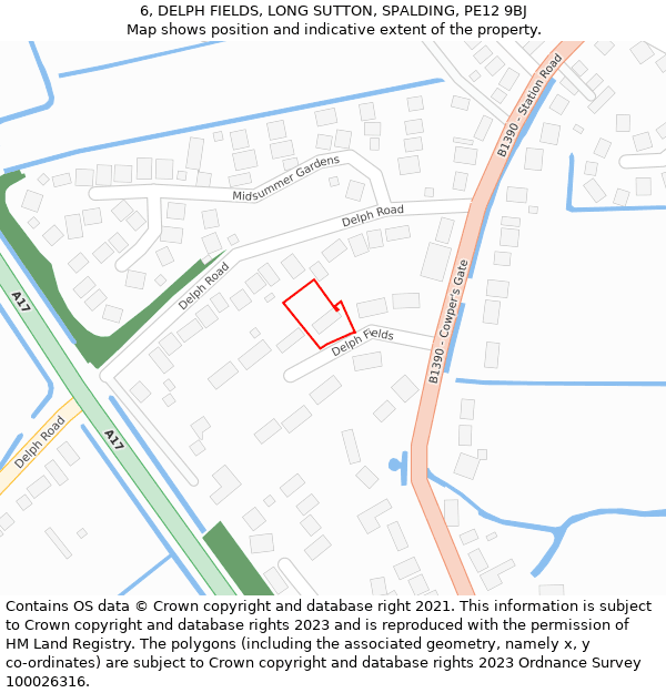 6, DELPH FIELDS, LONG SUTTON, SPALDING, PE12 9BJ: Location map and indicative extent of plot