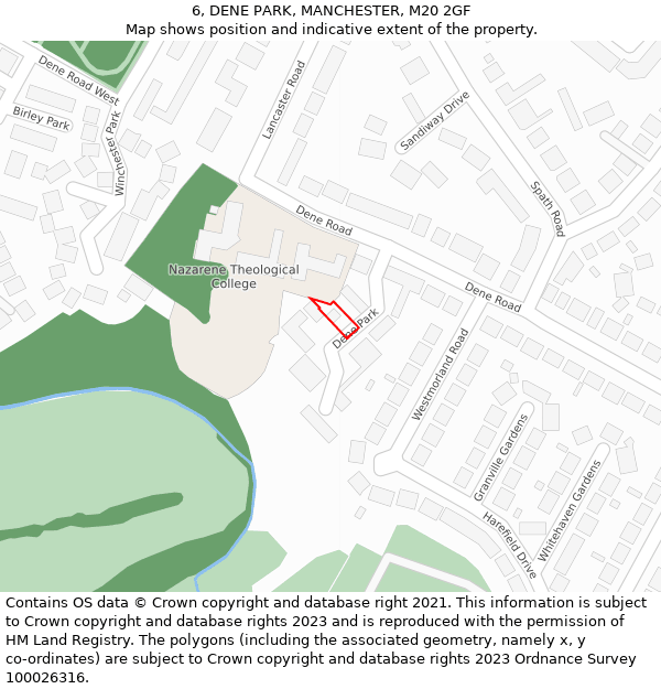 6, DENE PARK, MANCHESTER, M20 2GF: Location map and indicative extent of plot