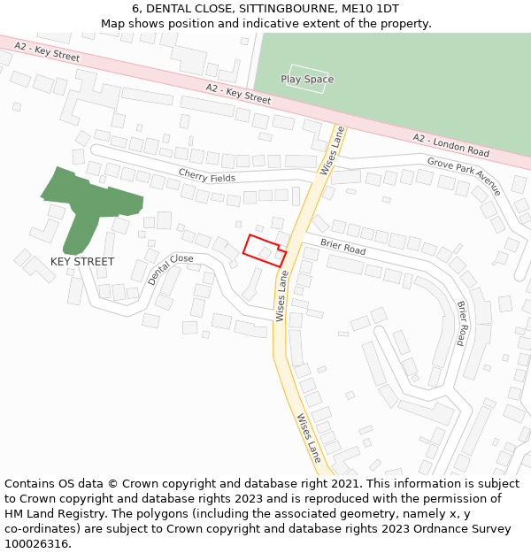 6, DENTAL CLOSE, SITTINGBOURNE, ME10 1DT: Location map and indicative extent of plot