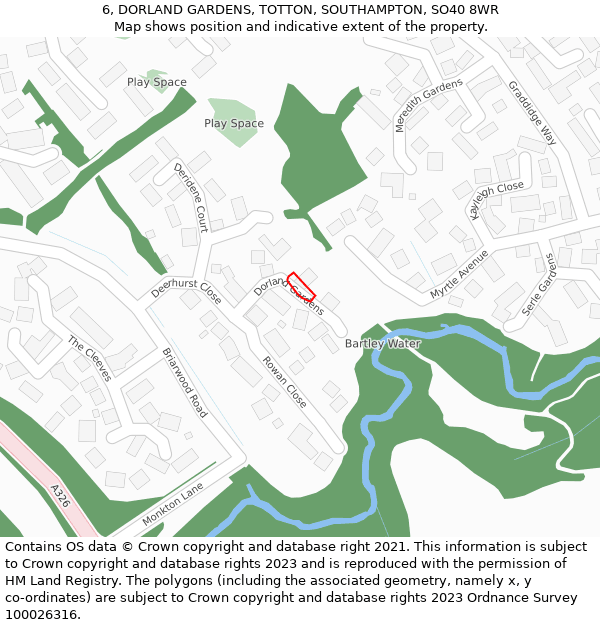 6, DORLAND GARDENS, TOTTON, SOUTHAMPTON, SO40 8WR: Location map and indicative extent of plot