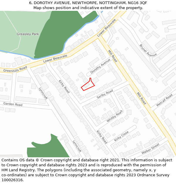 6, DOROTHY AVENUE, NEWTHORPE, NOTTINGHAM, NG16 3QF: Location map and indicative extent of plot