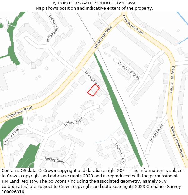 6, DOROTHYS GATE, SOLIHULL, B91 3WX: Location map and indicative extent of plot