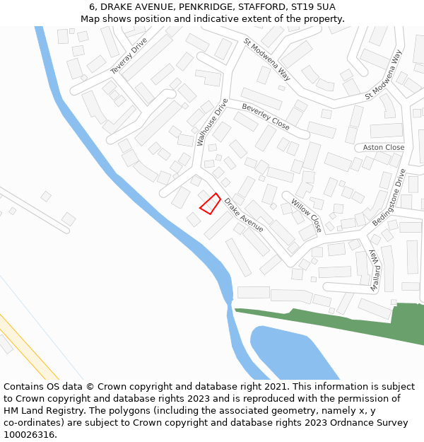 6, DRAKE AVENUE, PENKRIDGE, STAFFORD, ST19 5UA: Location map and indicative extent of plot