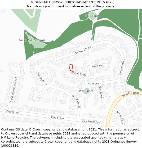 6, DUNSTALL BROOK, BURTON-ON-TRENT, DE15 9FX: Location map and indicative extent of plot