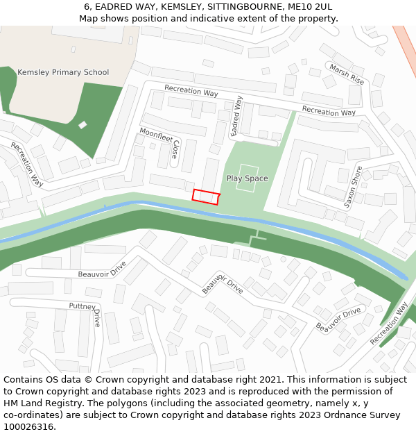 6, EADRED WAY, KEMSLEY, SITTINGBOURNE, ME10 2UL: Location map and indicative extent of plot