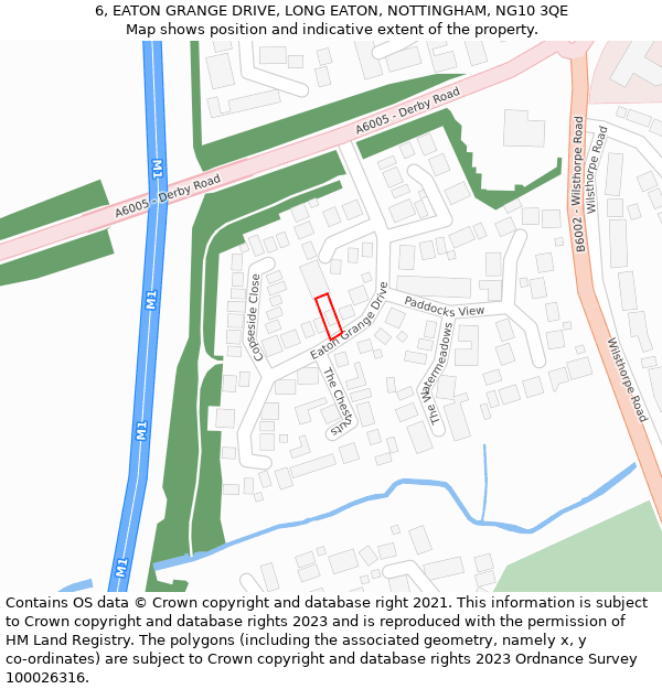 6, EATON GRANGE DRIVE, LONG EATON, NOTTINGHAM, NG10 3QE: Location map and indicative extent of plot