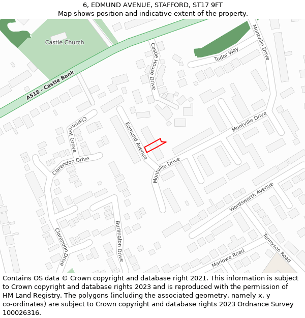 6, EDMUND AVENUE, STAFFORD, ST17 9FT: Location map and indicative extent of plot