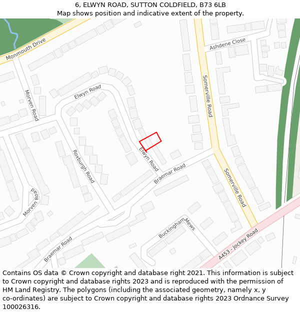 6, ELWYN ROAD, SUTTON COLDFIELD, B73 6LB: Location map and indicative extent of plot