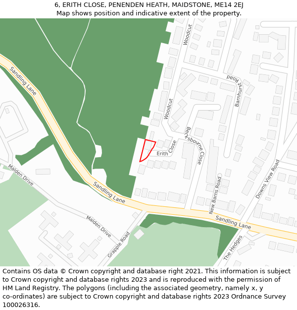 6, ERITH CLOSE, PENENDEN HEATH, MAIDSTONE, ME14 2EJ: Location map and indicative extent of plot