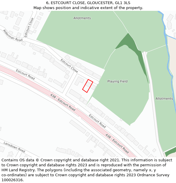 6, ESTCOURT CLOSE, GLOUCESTER, GL1 3LS: Location map and indicative extent of plot