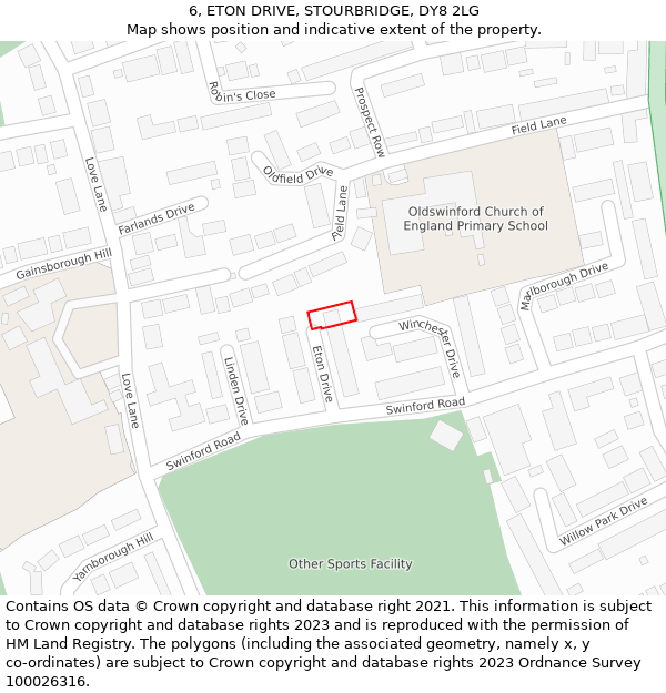 6, ETON DRIVE, STOURBRIDGE, DY8 2LG: Location map and indicative extent of plot