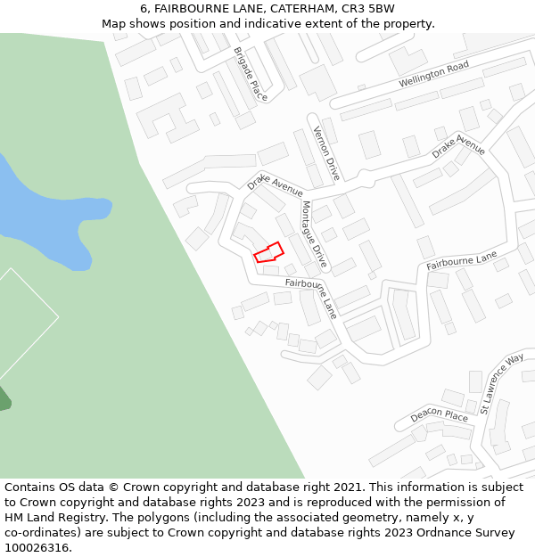 6, FAIRBOURNE LANE, CATERHAM, CR3 5BW: Location map and indicative extent of plot