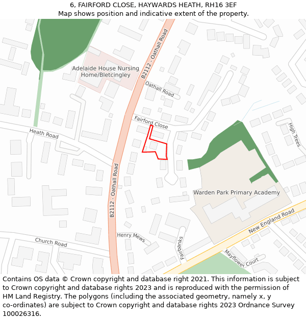 6, FAIRFORD CLOSE, HAYWARDS HEATH, RH16 3EF: Location map and indicative extent of plot