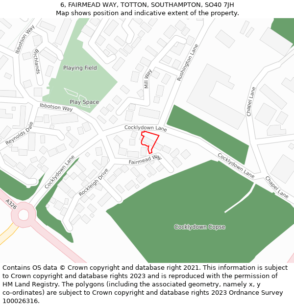 6, FAIRMEAD WAY, TOTTON, SOUTHAMPTON, SO40 7JH: Location map and indicative extent of plot