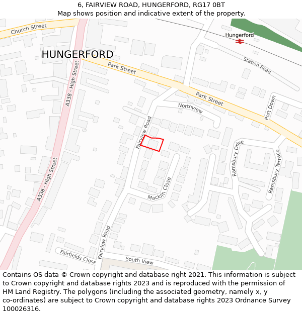 6, FAIRVIEW ROAD, HUNGERFORD, RG17 0BT: Location map and indicative extent of plot