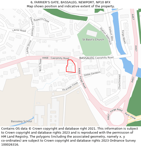 6, FARRIER'S GATE, BASSALEG, NEWPORT, NP10 8FX: Location map and indicative extent of plot