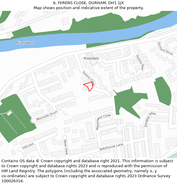 6, FERENS CLOSE, DURHAM, DH1 1JX: Location map and indicative extent of plot