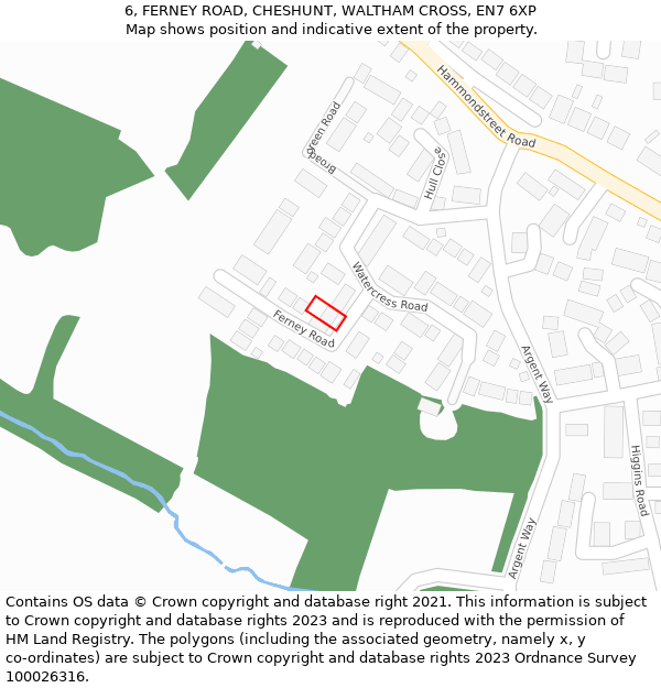 6, FERNEY ROAD, CHESHUNT, WALTHAM CROSS, EN7 6XP: Location map and indicative extent of plot