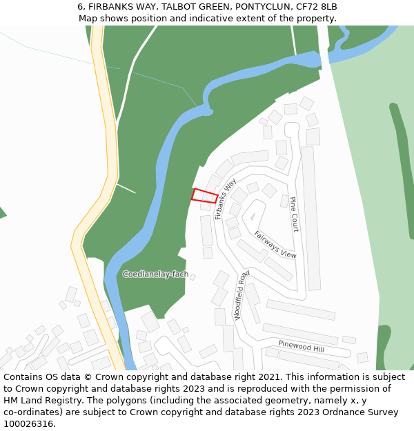 6, FIRBANKS WAY, TALBOT GREEN, PONTYCLUN, CF72 8LB: Location map and indicative extent of plot