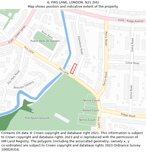 6, FIRS LANE, LONDON, N21 2HU: Location map and indicative extent of plot