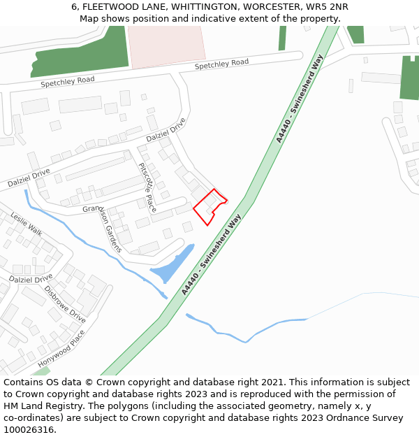 6, FLEETWOOD LANE, WHITTINGTON, WORCESTER, WR5 2NR: Location map and indicative extent of plot