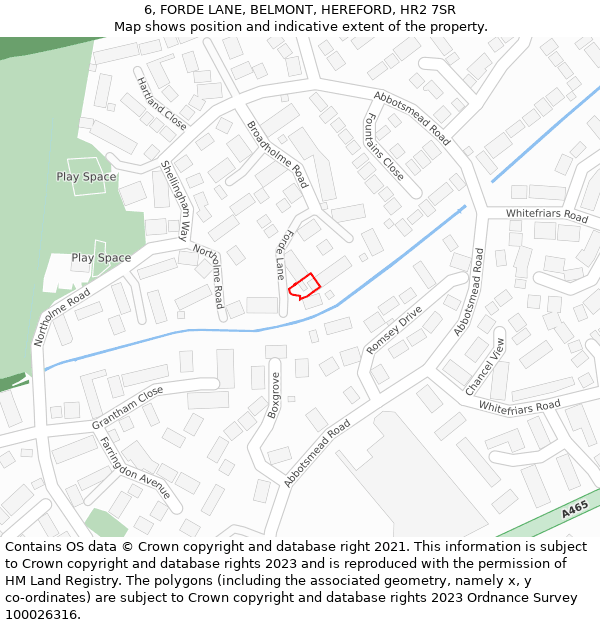 6, FORDE LANE, BELMONT, HEREFORD, HR2 7SR: Location map and indicative extent of plot