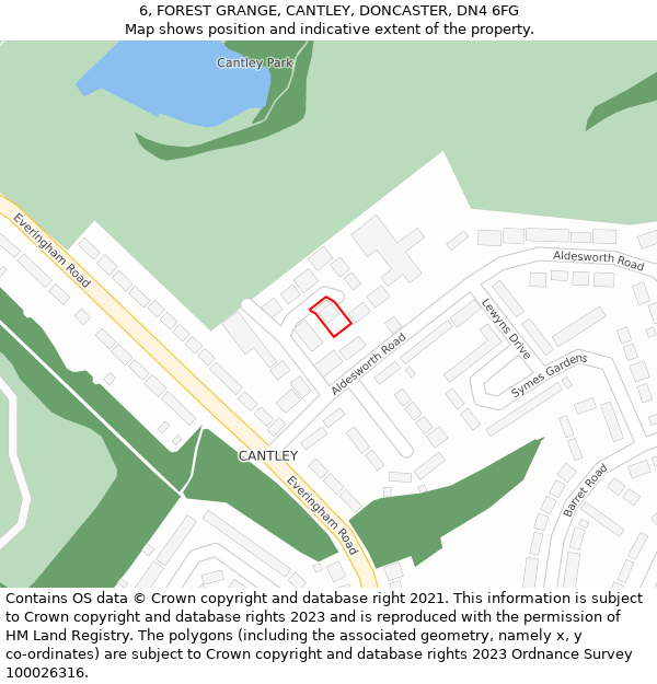 6, FOREST GRANGE, CANTLEY, DONCASTER, DN4 6FG: Location map and indicative extent of plot