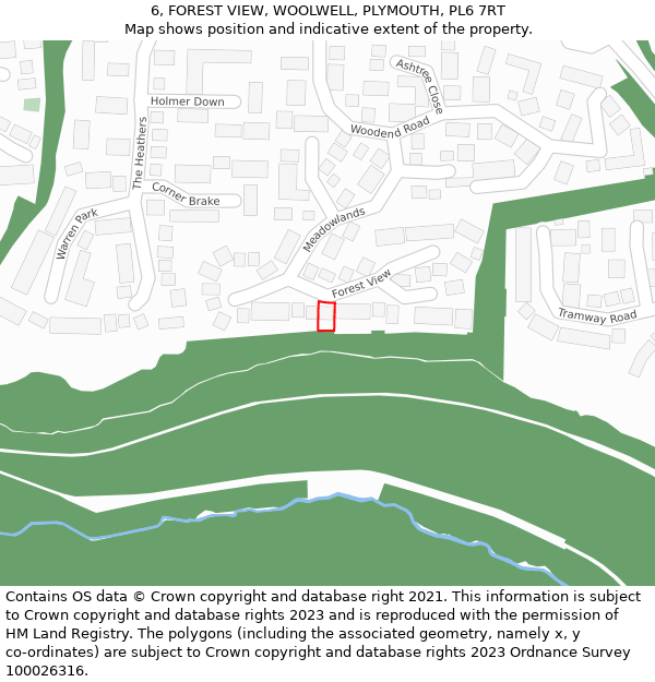 6, FOREST VIEW, WOOLWELL, PLYMOUTH, PL6 7RT: Location map and indicative extent of plot