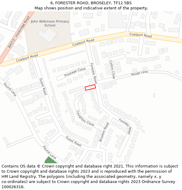 6, FORESTER ROAD, BROSELEY, TF12 5BS: Location map and indicative extent of plot