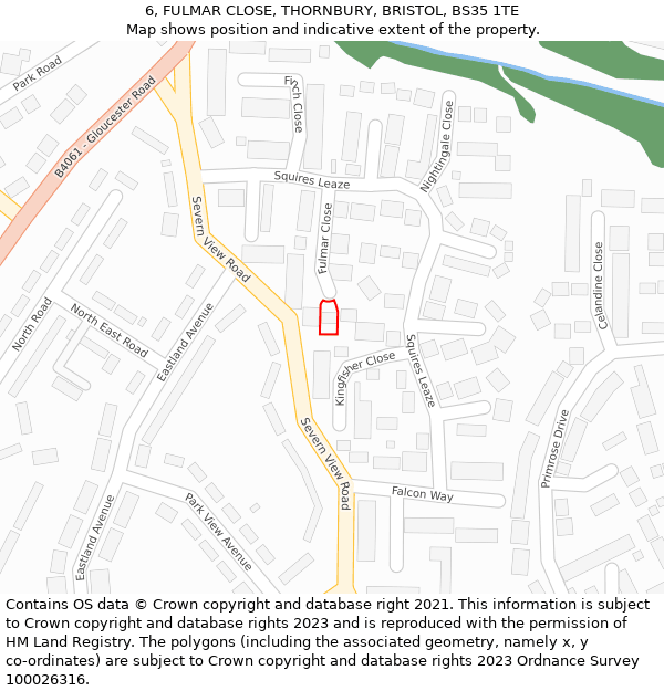 6, FULMAR CLOSE, THORNBURY, BRISTOL, BS35 1TE: Location map and indicative extent of plot