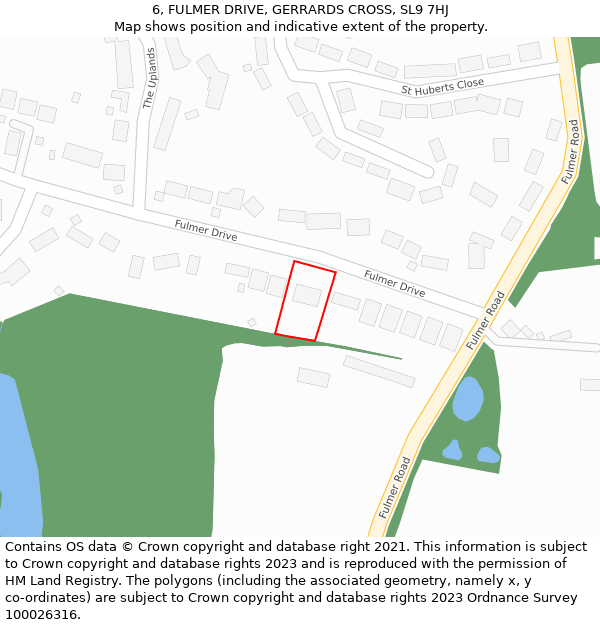 6, FULMER DRIVE, GERRARDS CROSS, SL9 7HJ: Location map and indicative extent of plot