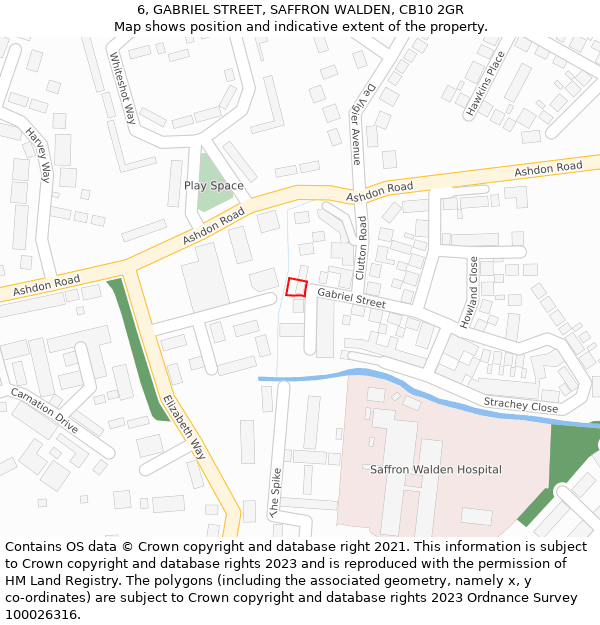 6, GABRIEL STREET, SAFFRON WALDEN, CB10 2GR: Location map and indicative extent of plot