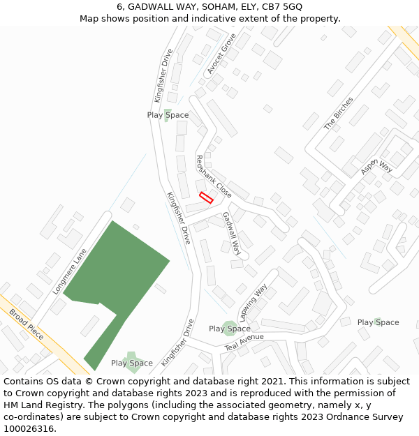 6, GADWALL WAY, SOHAM, ELY, CB7 5GQ: Location map and indicative extent of plot