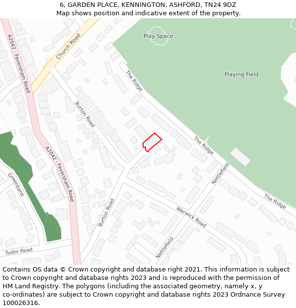 6, GARDEN PLACE, KENNINGTON, ASHFORD, TN24 9DZ: Location map and indicative extent of plot