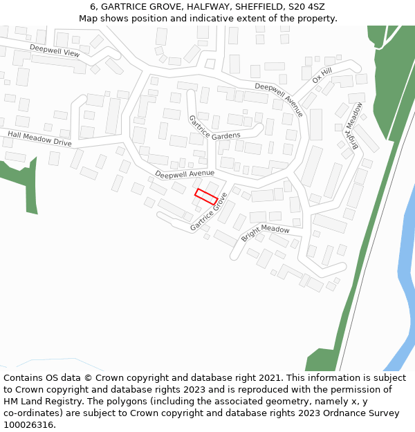 6, GARTRICE GROVE, HALFWAY, SHEFFIELD, S20 4SZ: Location map and indicative extent of plot