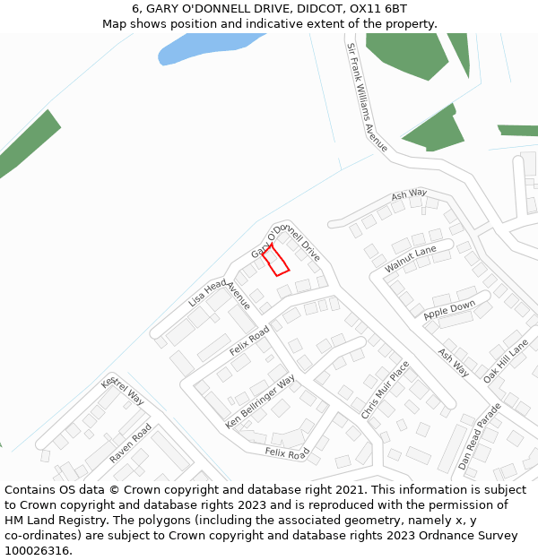 6, GARY O'DONNELL DRIVE, DIDCOT, OX11 6BT: Location map and indicative extent of plot