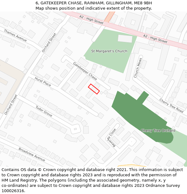 6, GATEKEEPER CHASE, RAINHAM, GILLINGHAM, ME8 9BH: Location map and indicative extent of plot