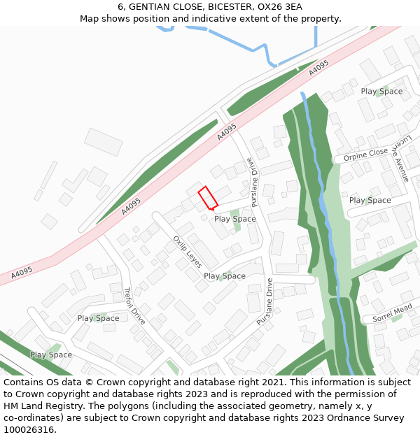 6, GENTIAN CLOSE, BICESTER, OX26 3EA: Location map and indicative extent of plot