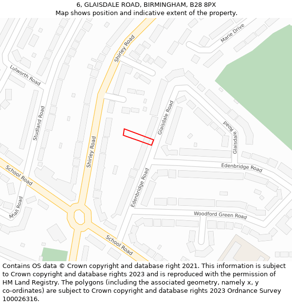 6, GLAISDALE ROAD, BIRMINGHAM, B28 8PX: Location map and indicative extent of plot