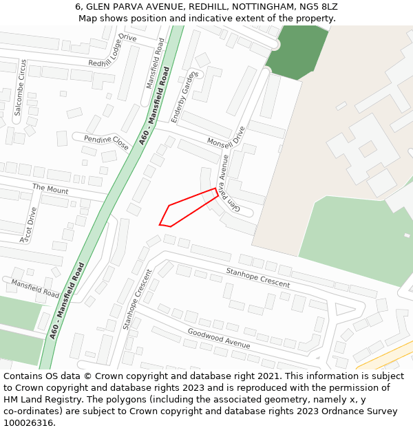 6, GLEN PARVA AVENUE, REDHILL, NOTTINGHAM, NG5 8LZ: Location map and indicative extent of plot