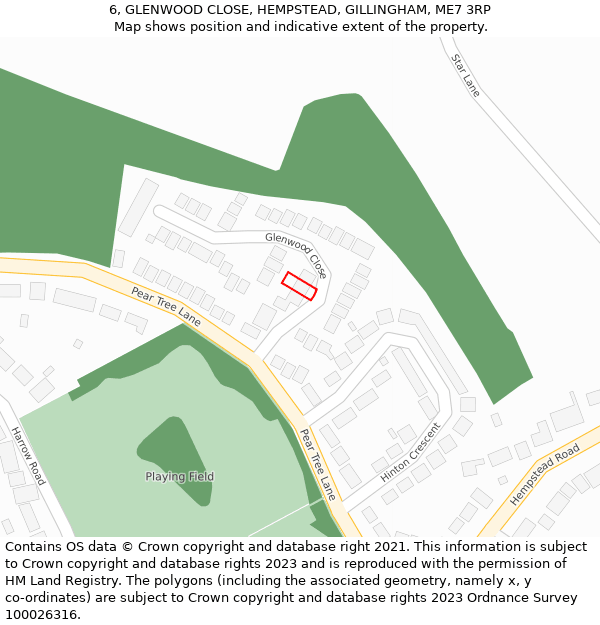 6, GLENWOOD CLOSE, HEMPSTEAD, GILLINGHAM, ME7 3RP: Location map and indicative extent of plot