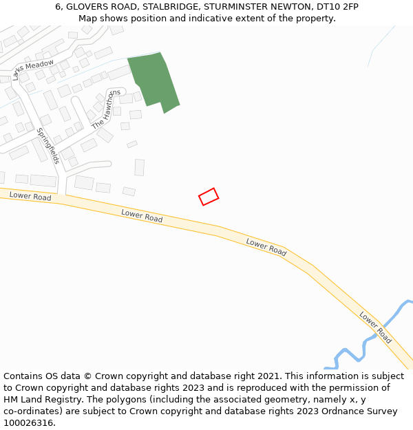 6, GLOVERS ROAD, STALBRIDGE, STURMINSTER NEWTON, DT10 2FP: Location map and indicative extent of plot