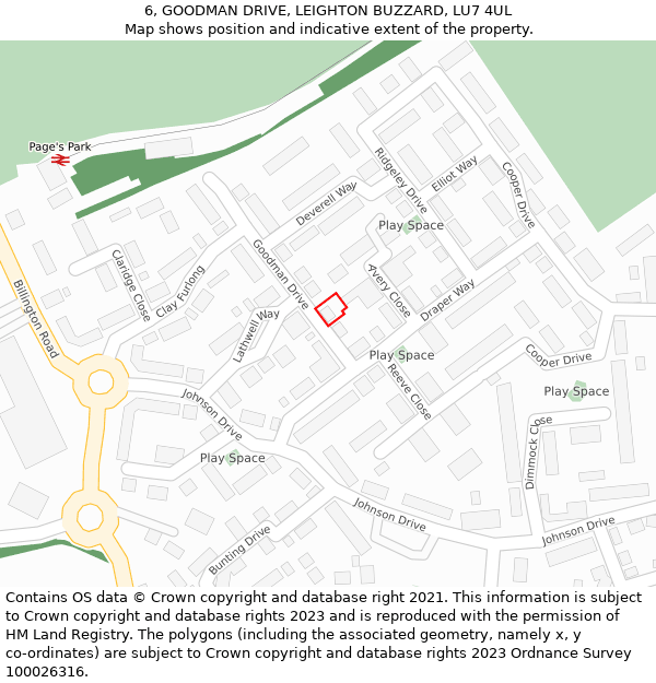 6, GOODMAN DRIVE, LEIGHTON BUZZARD, LU7 4UL: Location map and indicative extent of plot