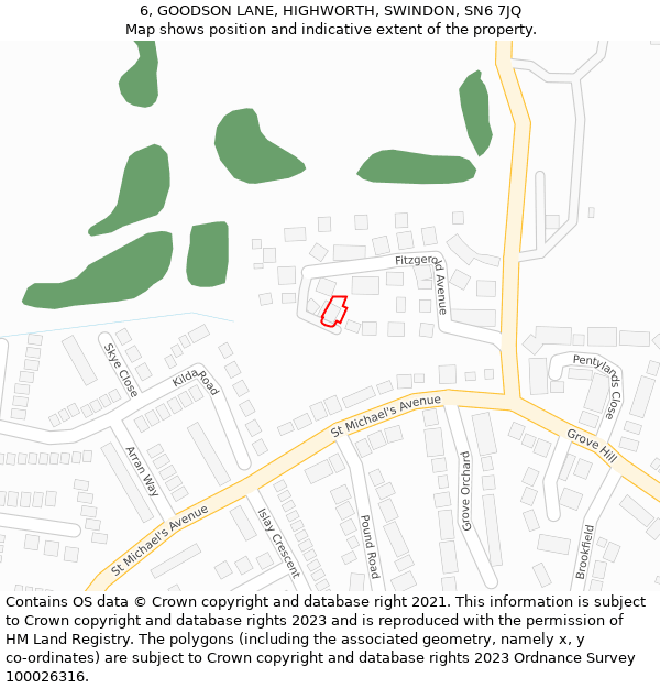 6, GOODSON LANE, HIGHWORTH, SWINDON, SN6 7JQ: Location map and indicative extent of plot