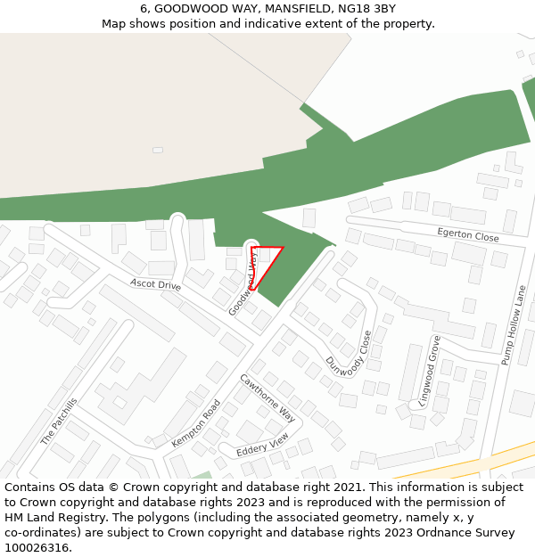 6, GOODWOOD WAY, MANSFIELD, NG18 3BY: Location map and indicative extent of plot